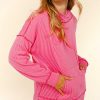 Clothing Haptics Sweaters | Talia Ribbed Kangaroo Pullover Hoodie - Fuchsia