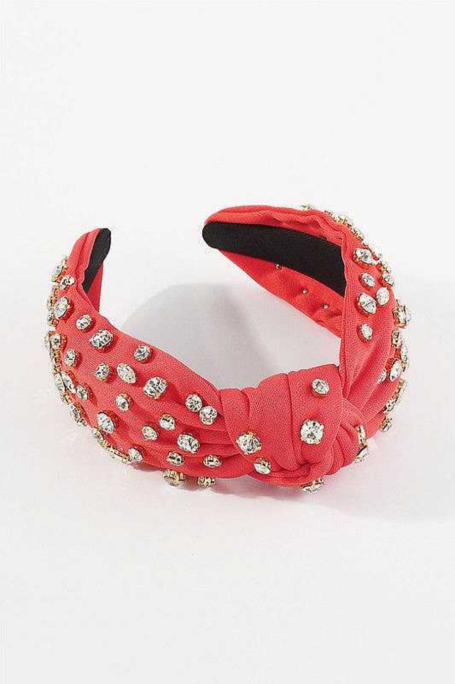 Accessories Medy Jewelry Headbands | Rhinestone Embellished Knotted Headband - Orange