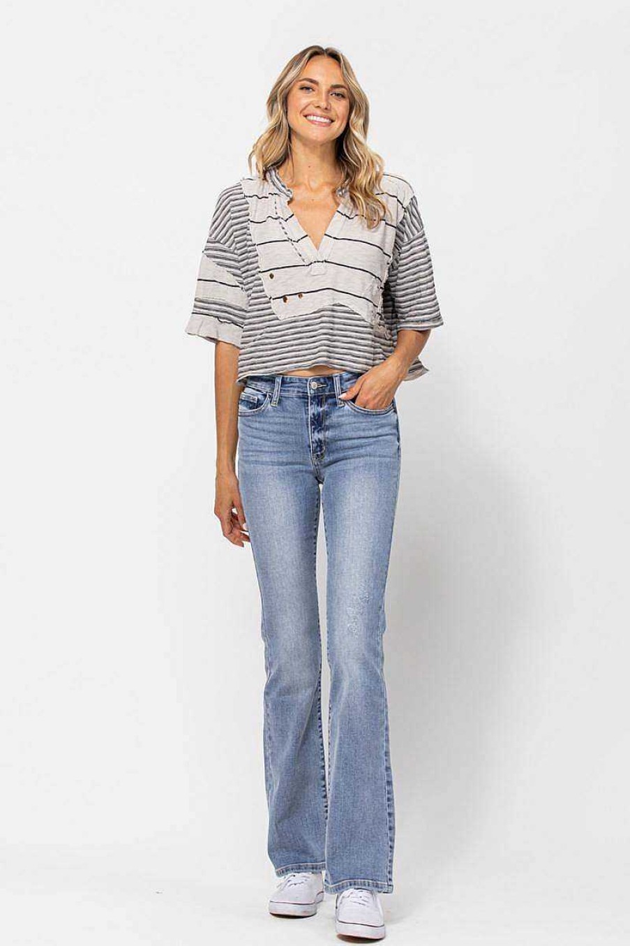 Clothing Kiwidrop Denim | Mid-Rise Non Distressed Bootcut Jeans By Judy Blue Light Blue