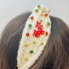 Accessories Prep Obsessed JS Headbands | Ho Ho Ho' Embellished Sequin Top Knot Headband - White