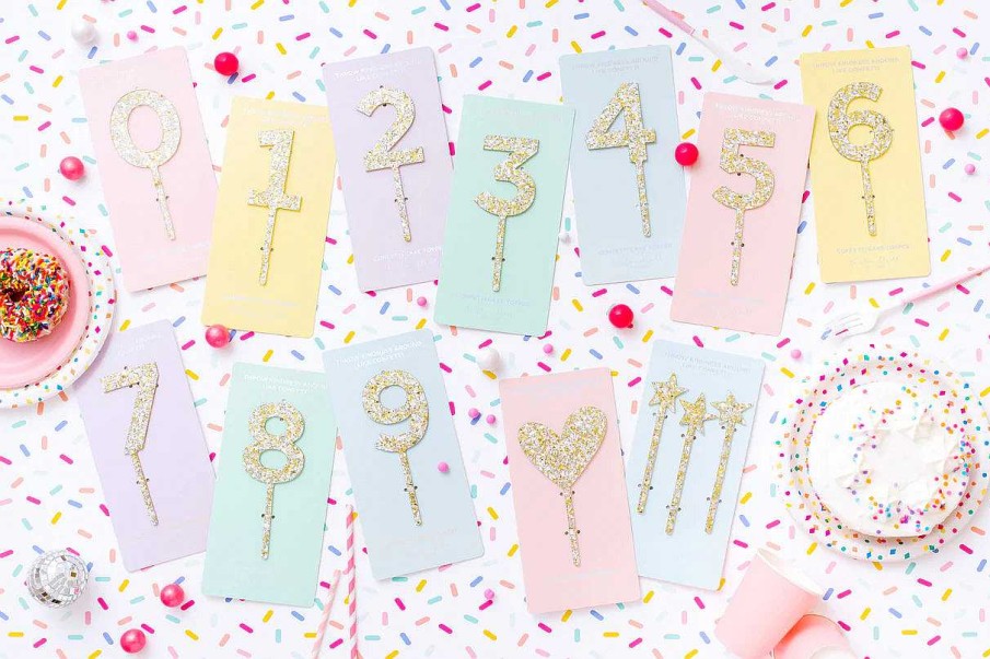 Home Decor Taylor Elliott Designs | Numbers & Shapes Confetti Pearl Cake Toppers