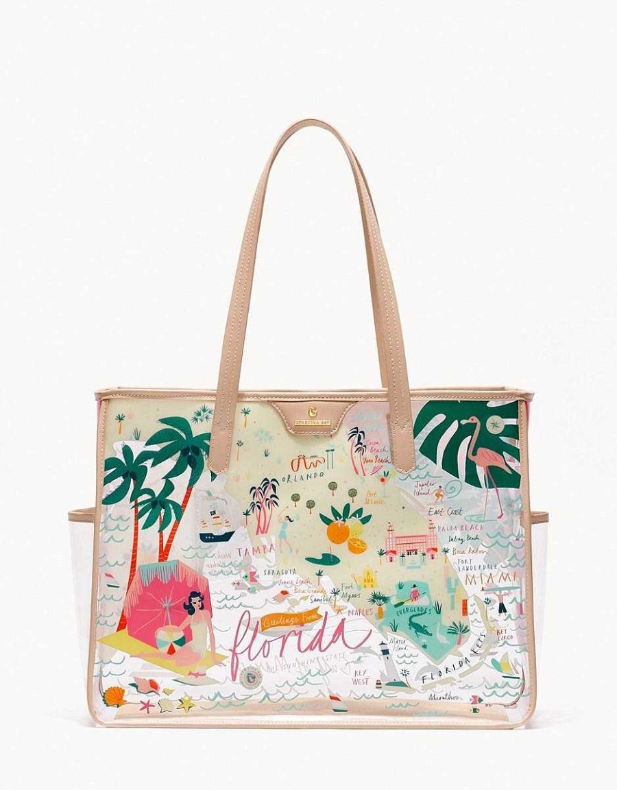 Accessories Spartina Tote Bags | Florida Clear Beach Tote By Spartina