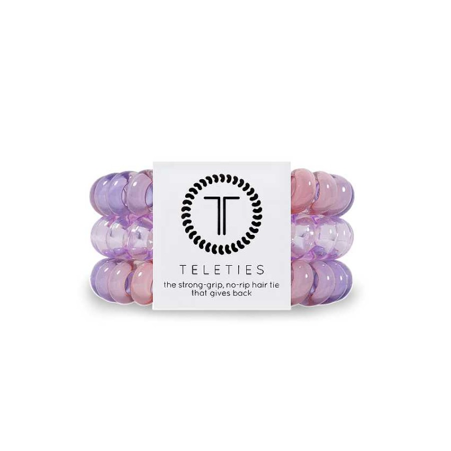 Accessories Teleties Hair Ties & Clips | Teleties Hair Tie - Large Band Pack Of 3 - Cotton Candy Sky