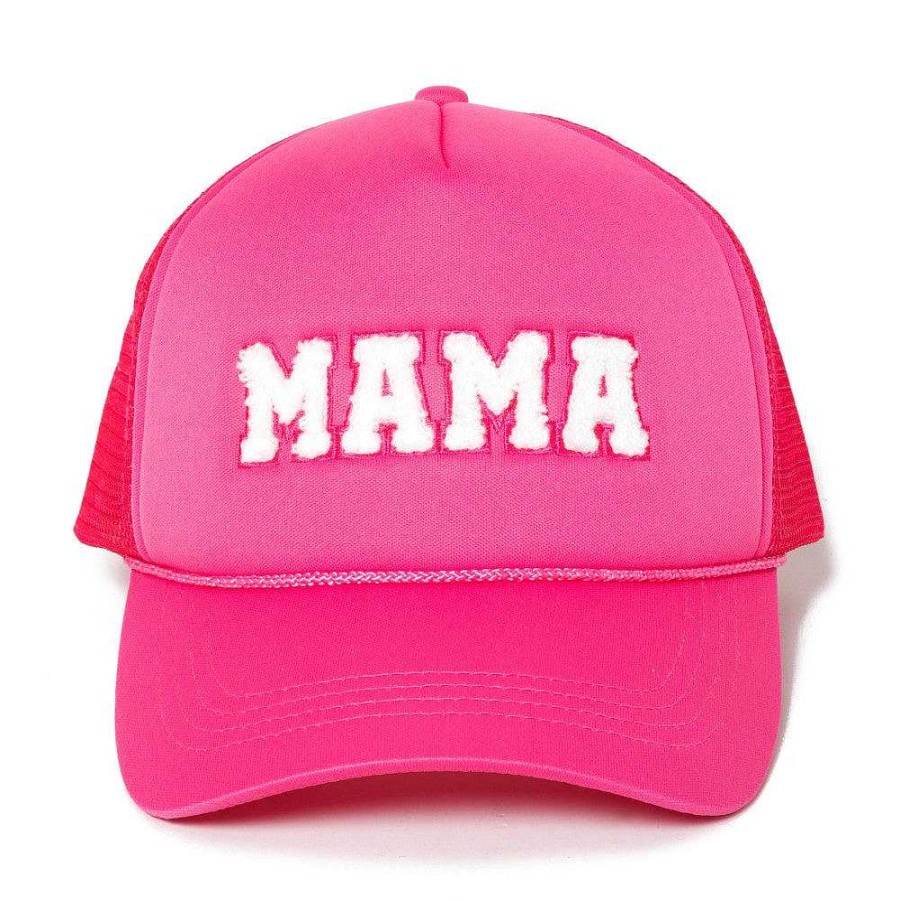 Accessories Judson & Co Ball Caps | Pink 'Mama' Chenille Patch Baseball Cap