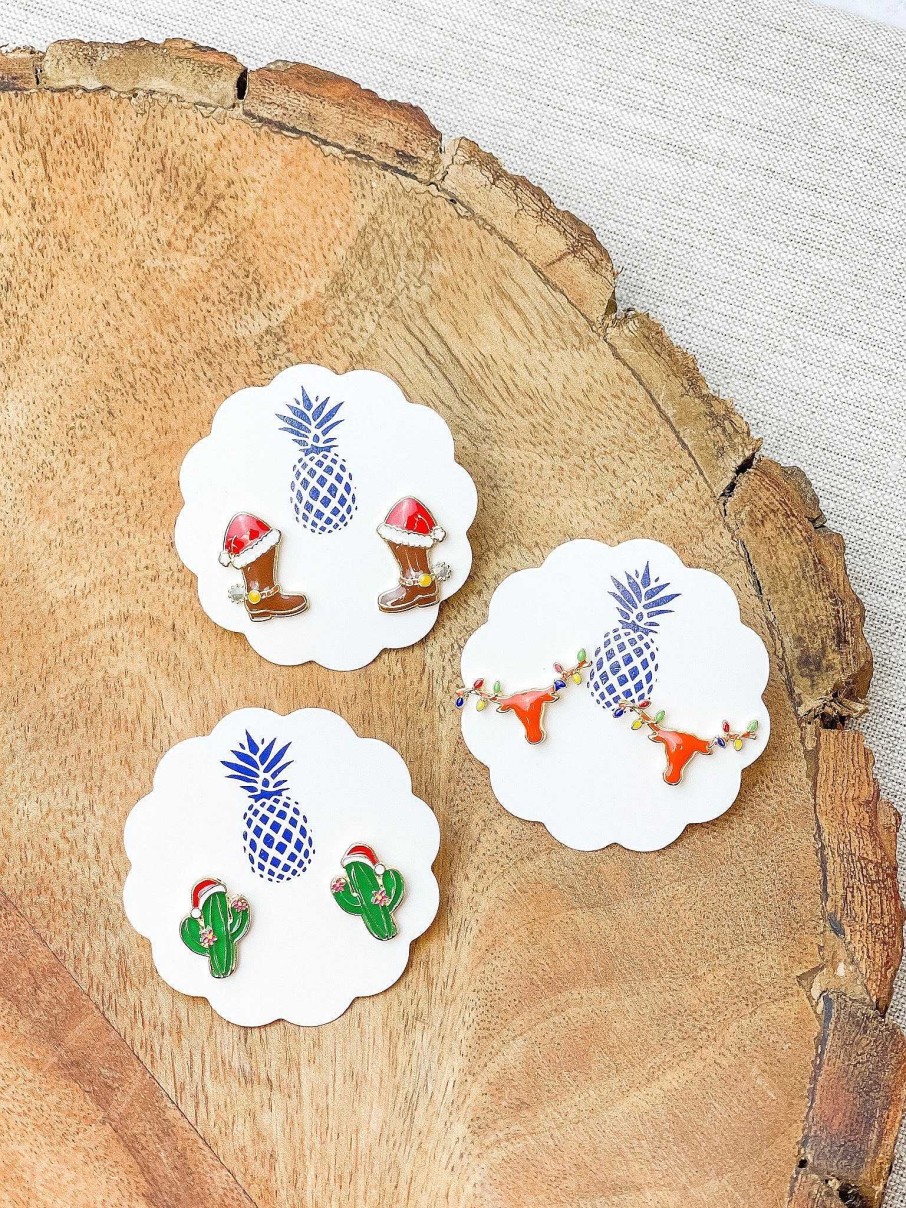 Accessories Prep Obsessed LM Beanies | Christmas Cowboy Boots Signature Enamel Stud Earrings