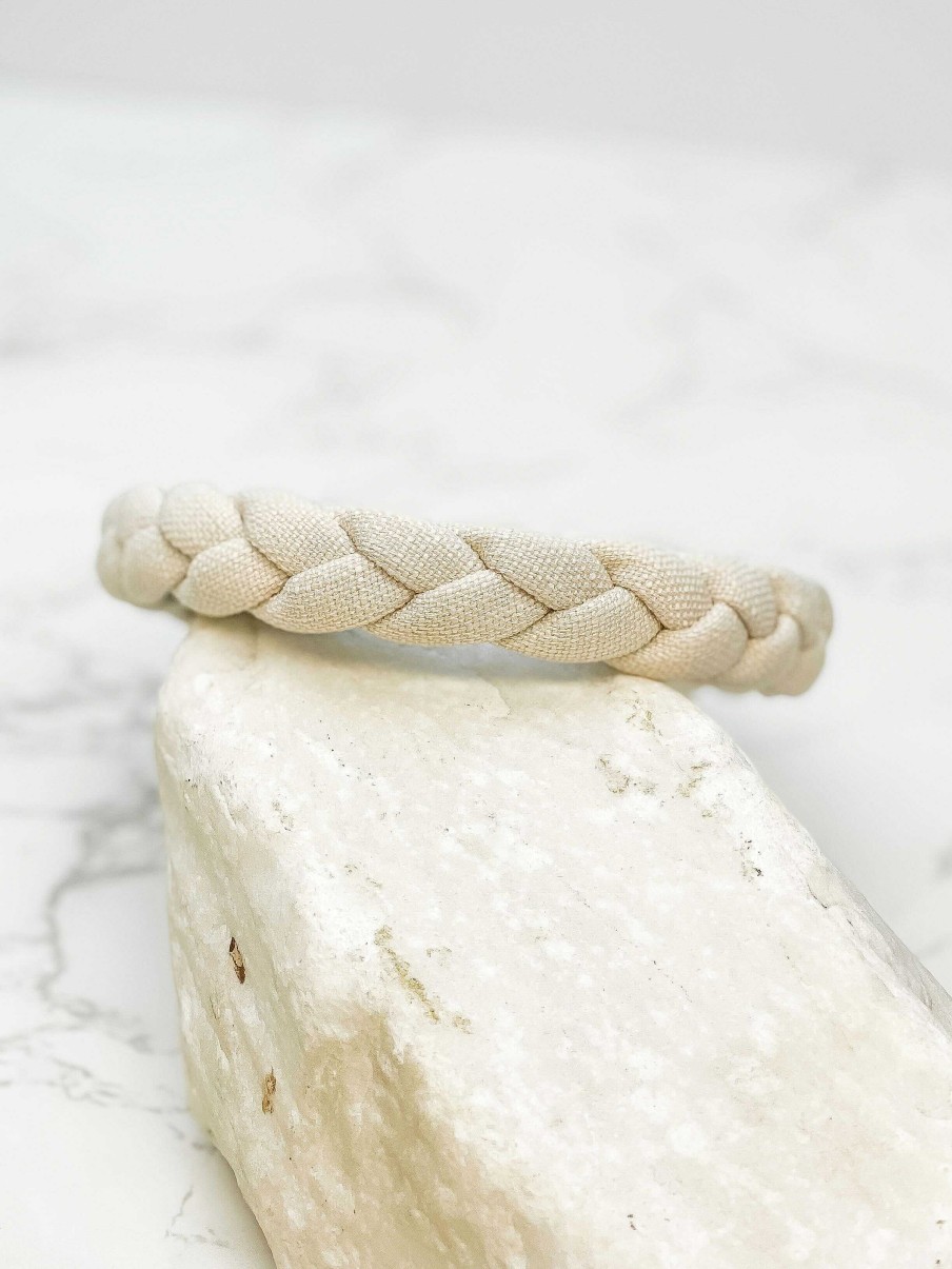 Accessories Prep Obsessed FC Headbands | Textured Braid Headband - Cream