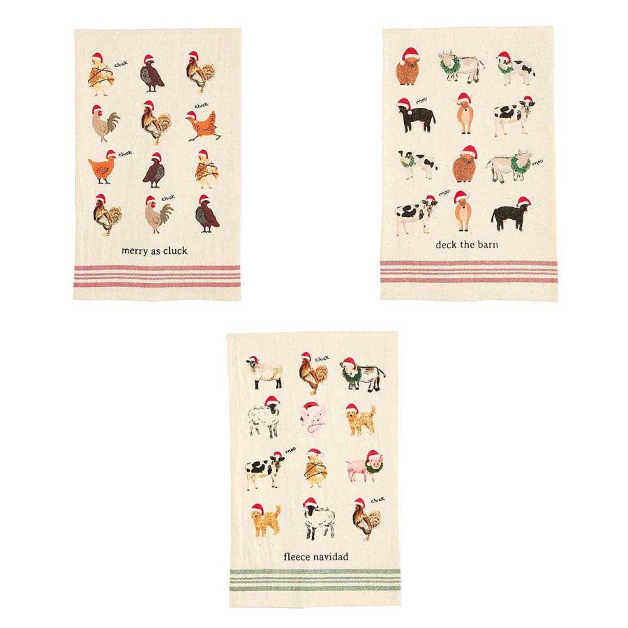 Home Decor Mud Pie | Christmas Animals Towels By Mud Pie