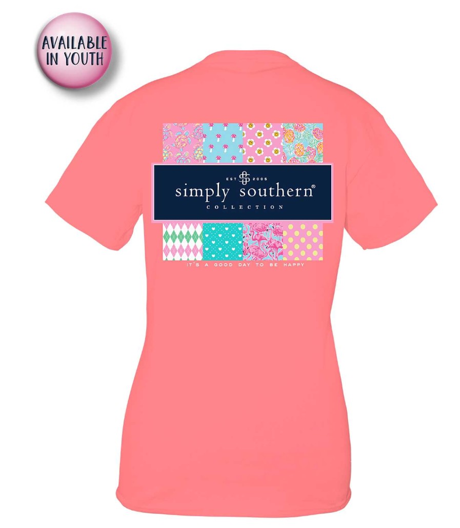 Clothing Simply Southern Preppy Tees | Youth Pattern Patchwork Short Sleeve Tee By Simply Southern