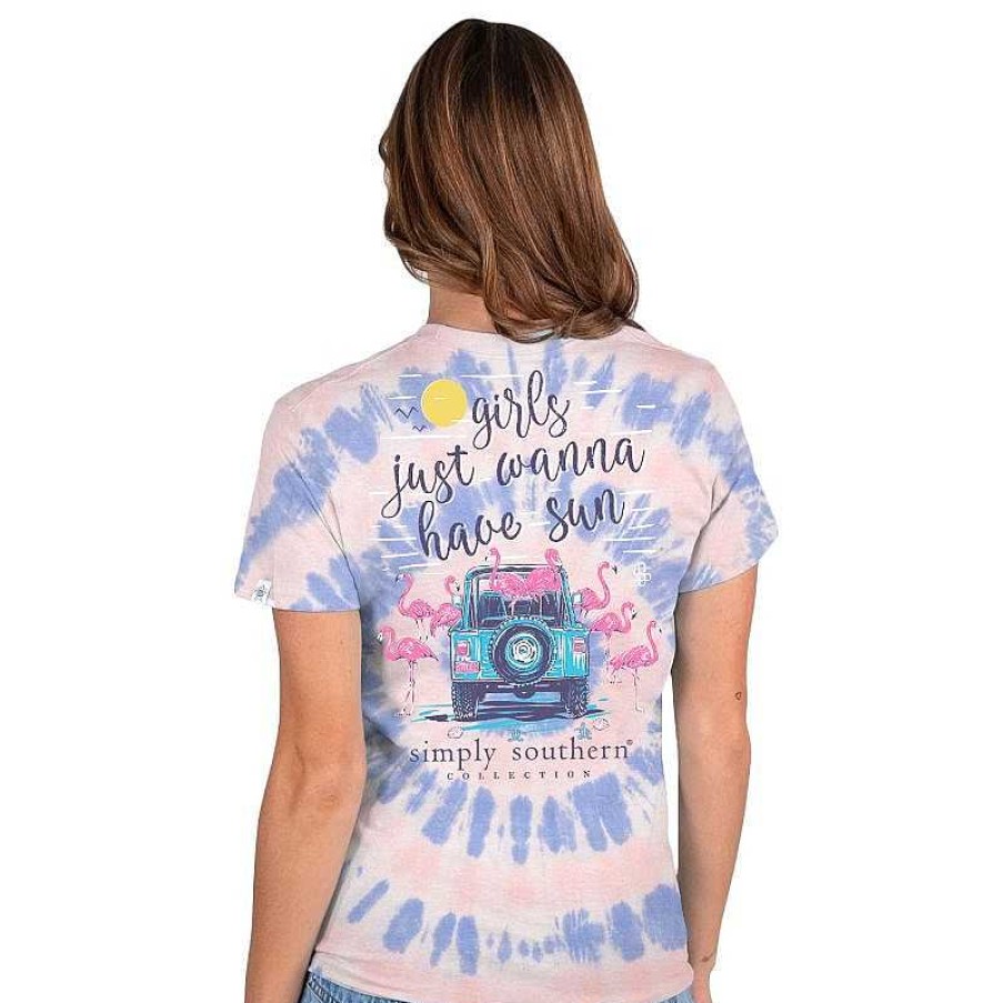 Clothing Simply Southern Preppy Tees | Girls Just Wanna Have Sun' Tie Dye Short Sleeve Tee By Simply Southern