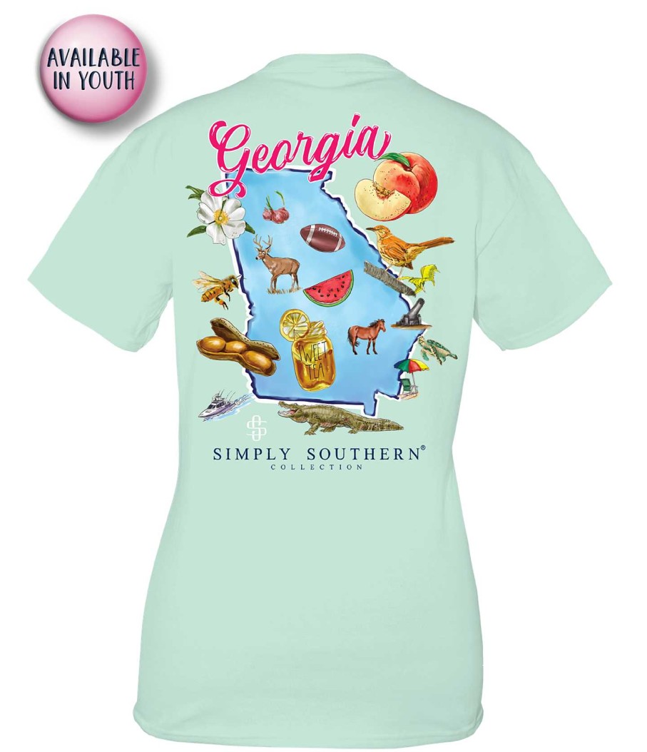 Clothing Simply Southern Short Sleeve | Youth Georgia State Short Sleeve Tee By Simply Southern