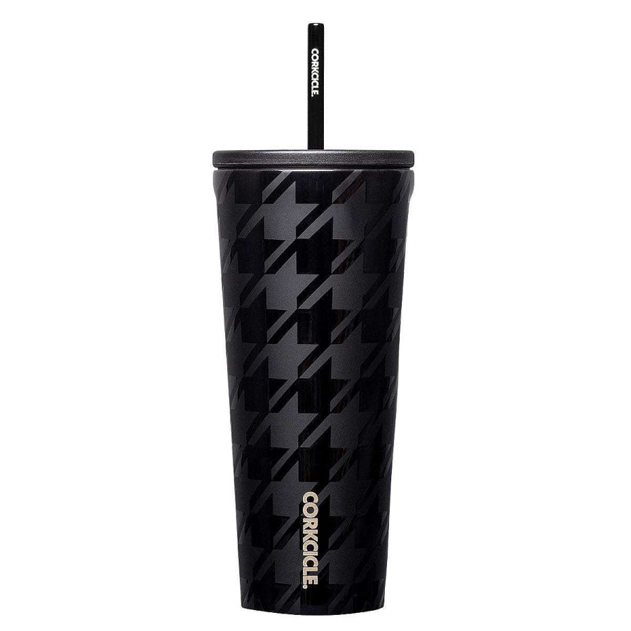 Home Decor Corkcicle | Onyx Houndstooth 24 Oz Cold Cup By Corkcicle