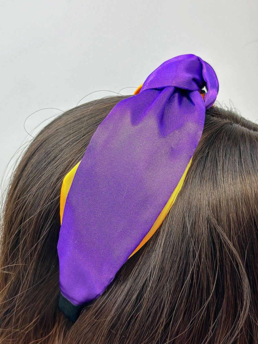 Accessories Prep Obsessed W&T Headbands | Jumbo Puffy Knotted Headbands - Yellow & Purple