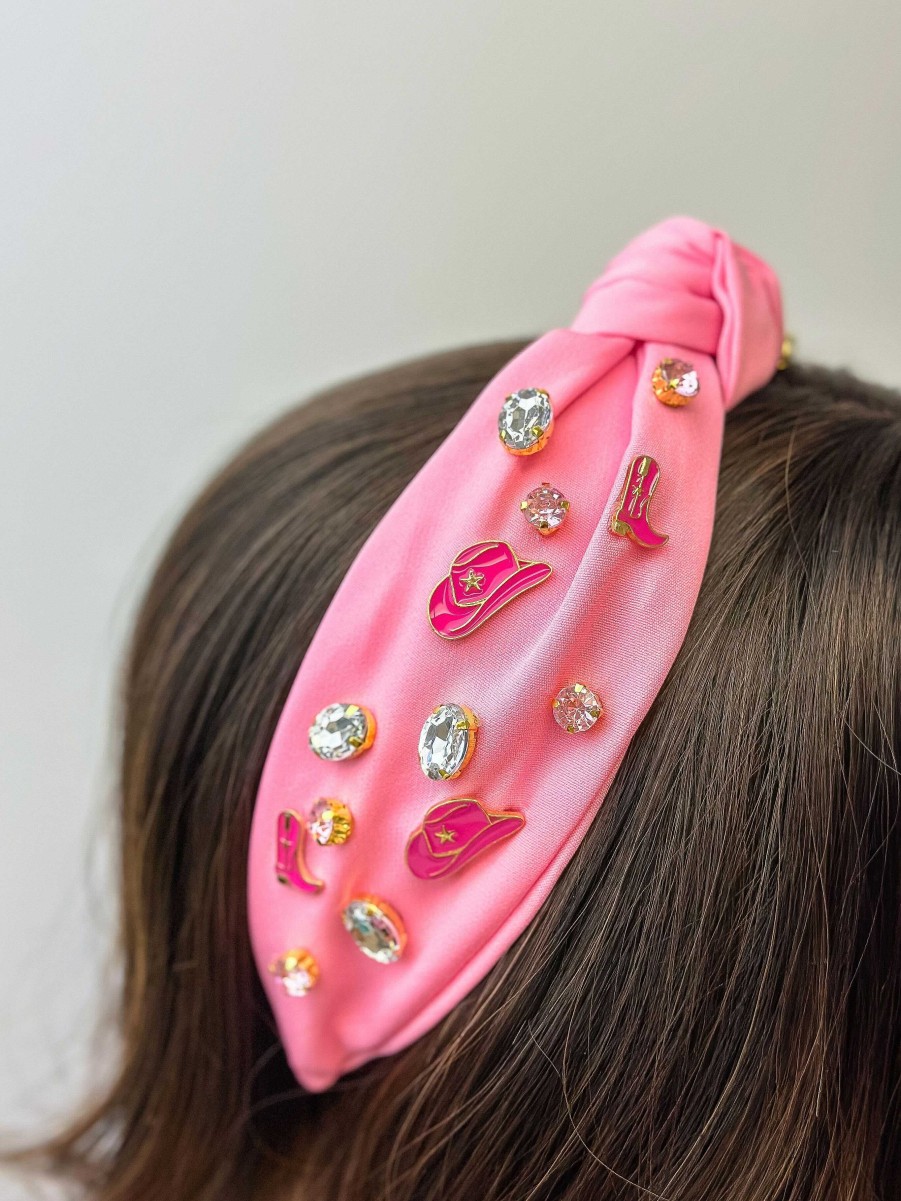 Accessories Prep Obsessed TL Headbands | Western Embellished Top Knot Headband - Pink