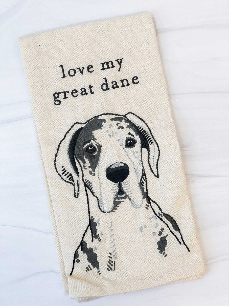 Home Decor Primitives By Kathy | Love My Great Dane' Dish Towel