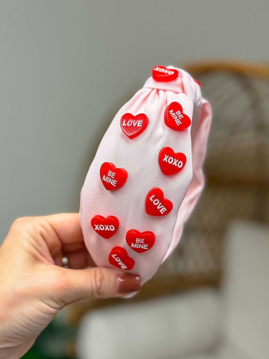 Accessories Prep Obsessed TL Headbands | Conversation Heart Headband - Pink/Red Hearts