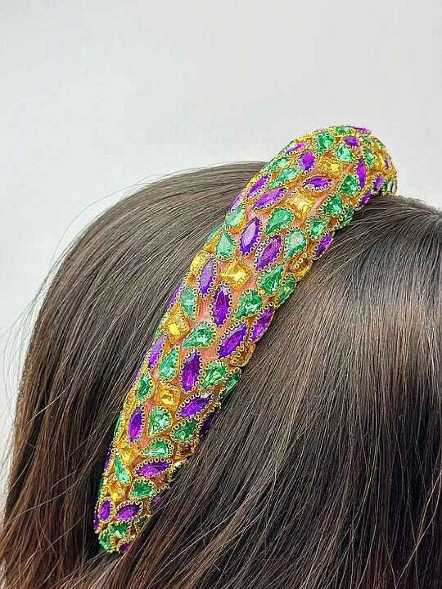 Accessories Prep Obsessed PR Headbands | Crystal Mardi Gras Embellished Headband