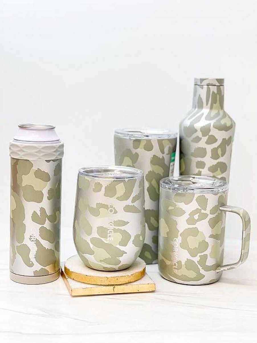 Home Decor Corkcicle | 12 Oz Stainless Steel Stemless Tumbler By Corkcicle - Snow Leopard