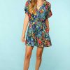 Clothing Haptics Rompers & Jumpsuits | Lucie Dolman Sleeve Flair Romper - Navy Rainforest