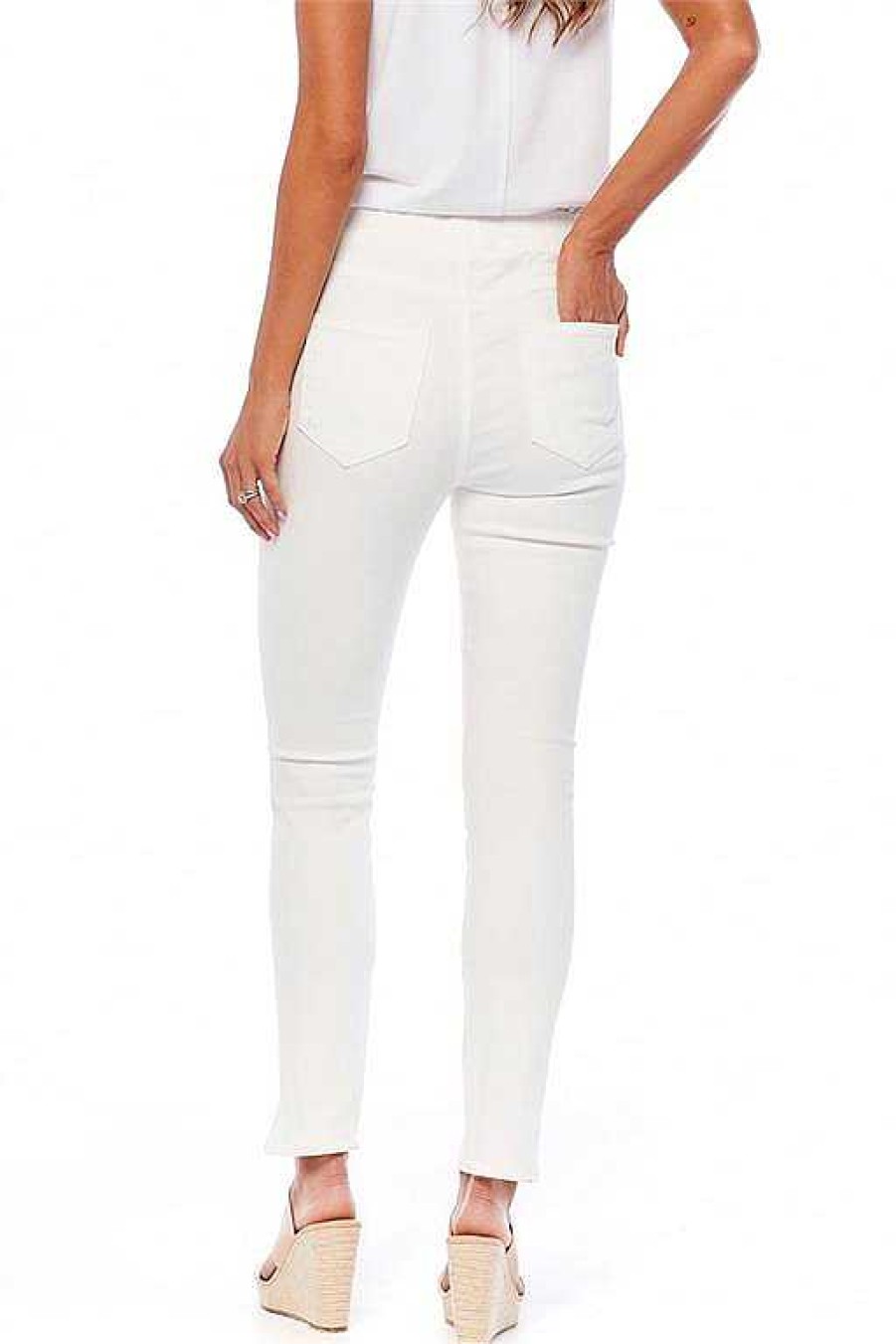 Clothing Mud Pie Denim | Frye Slit-Hem Jeans By Mud Pie - White