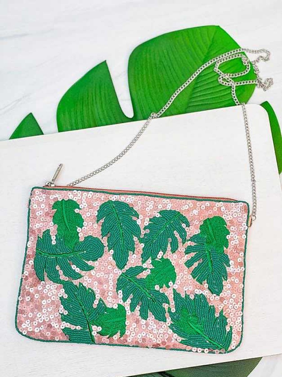 Accessories Prep Obsessed TL Crossbody Bags | Sequin Palm Leaf Crossbody Bag