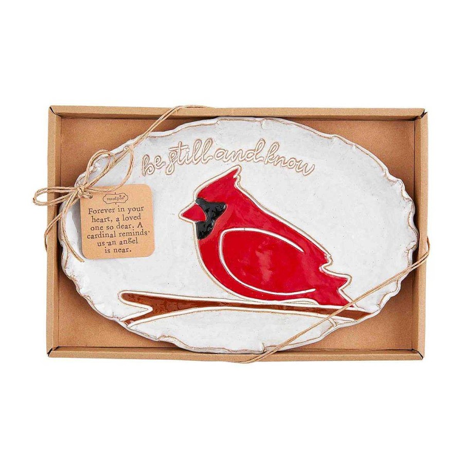 Home Decor Mud Pie | Christmas Cardinal Serving Plate By Mud Pie