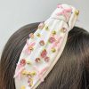 Accessories Prep Obsessed JS Headbands | Ribbon & Jewel Top Knot Headband - Pink