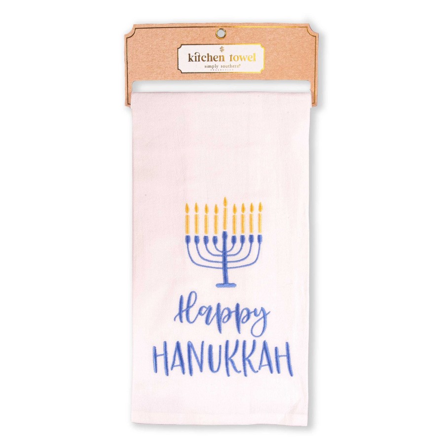 Home Decor Simply Southern | Happy Hanukkah' Kitchen Towel By Simply Southern