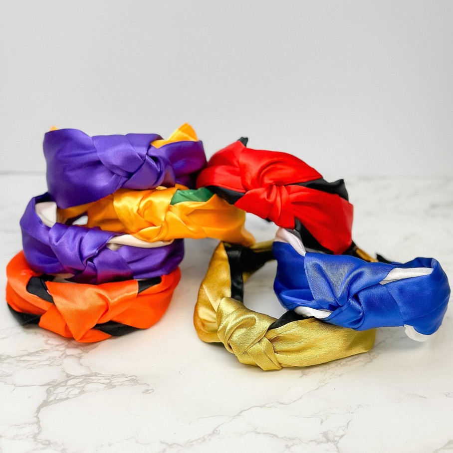 Accessories Prep Obsessed W&T Headbands | Jumbo Puffy Knotted Headbands - Red & Black