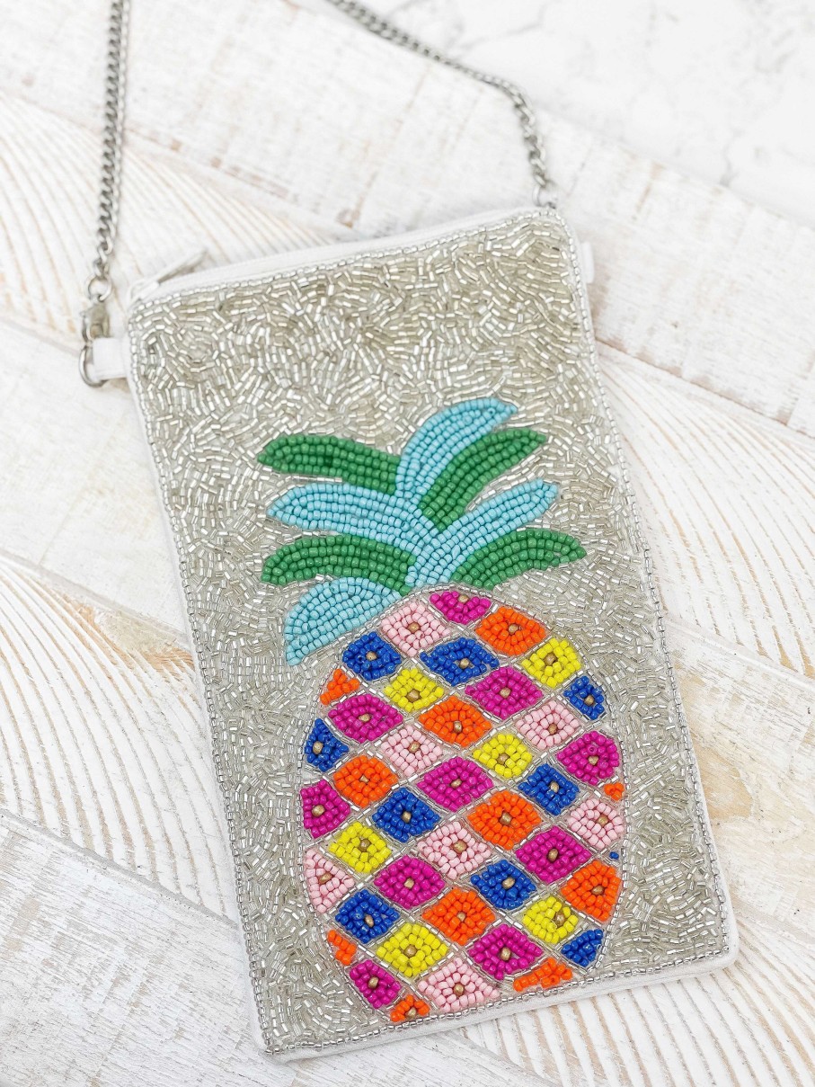 Accessories Prep Obsessed TL Crossbody Bags | Pineapple Beaded Phone Crossbody