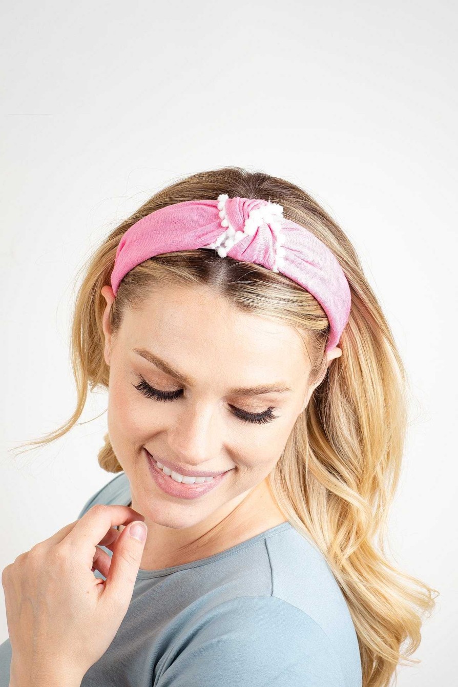 Accessories Violet & Brooks Headbands | Rebecca Pompom Headband - Rose