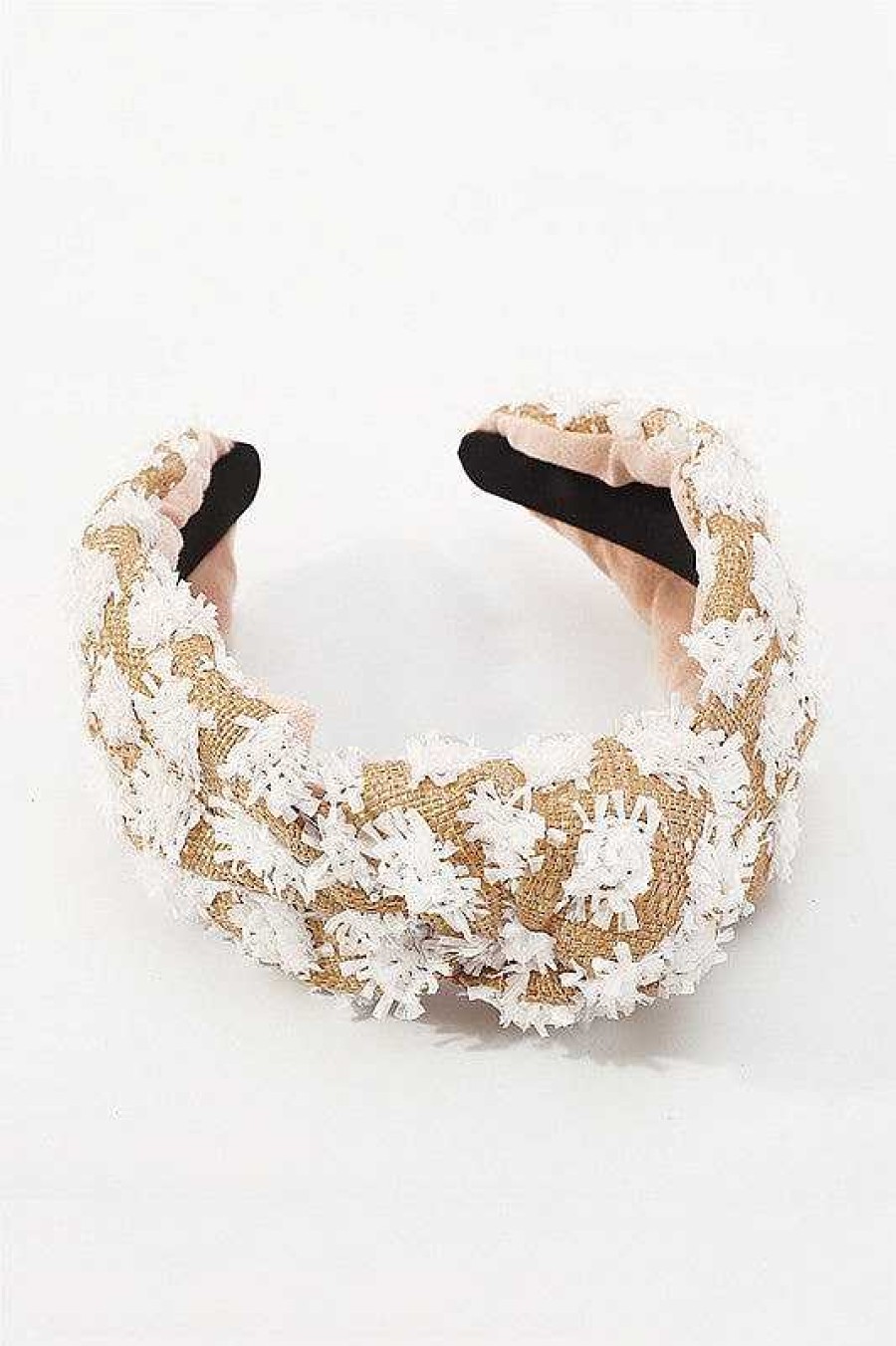 Accessories Medy Jewelry Headbands | Textured Weave Top Knot Headband - White