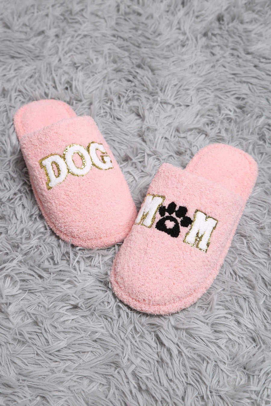 Shoes Prep Obsessed JTC | Dog Mom' Embroidered Fuzzy Slippers