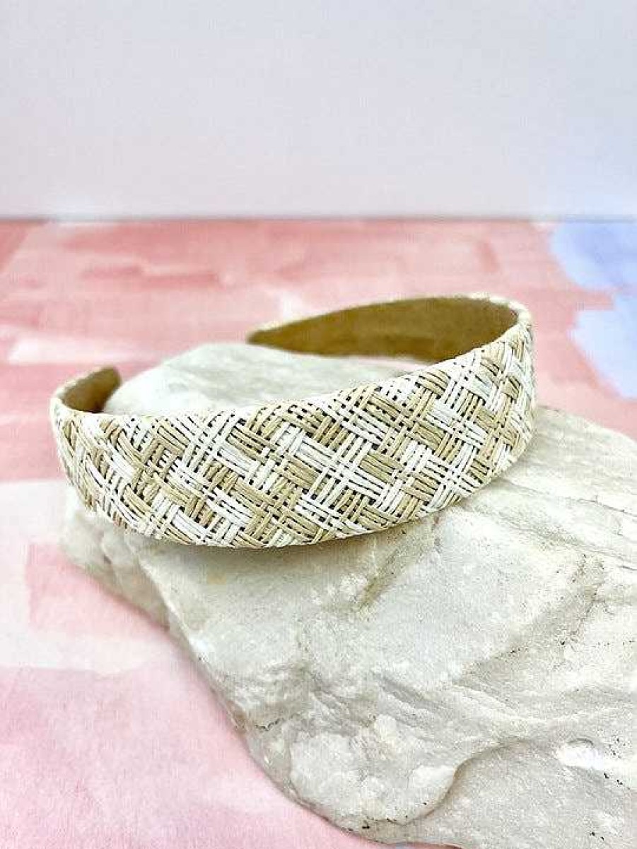 Accessories Prep Obsessed FC Headbands | Woven Raffia Headband - Beige Multi