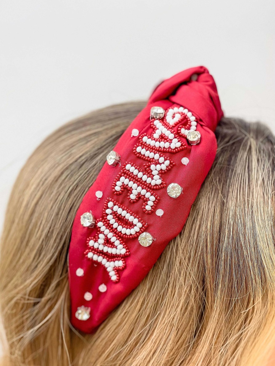 Accessories Prep Obsessed TL Headbands | Game Day' Embellished Headband - Burgundy & White