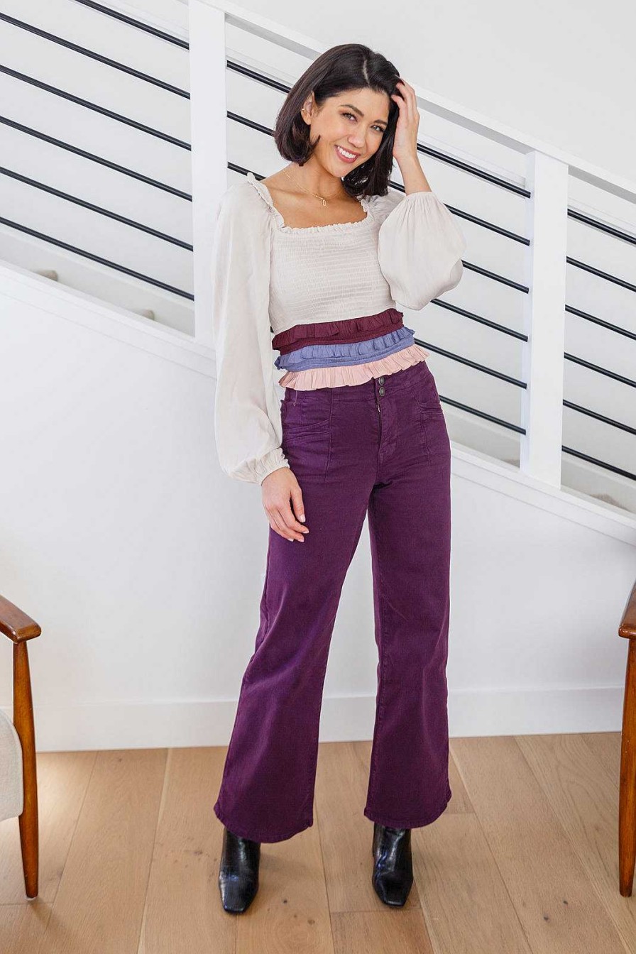 Clothing Ave Shops Denim | Petunia High Rise Wide Leg Jeans In Plum