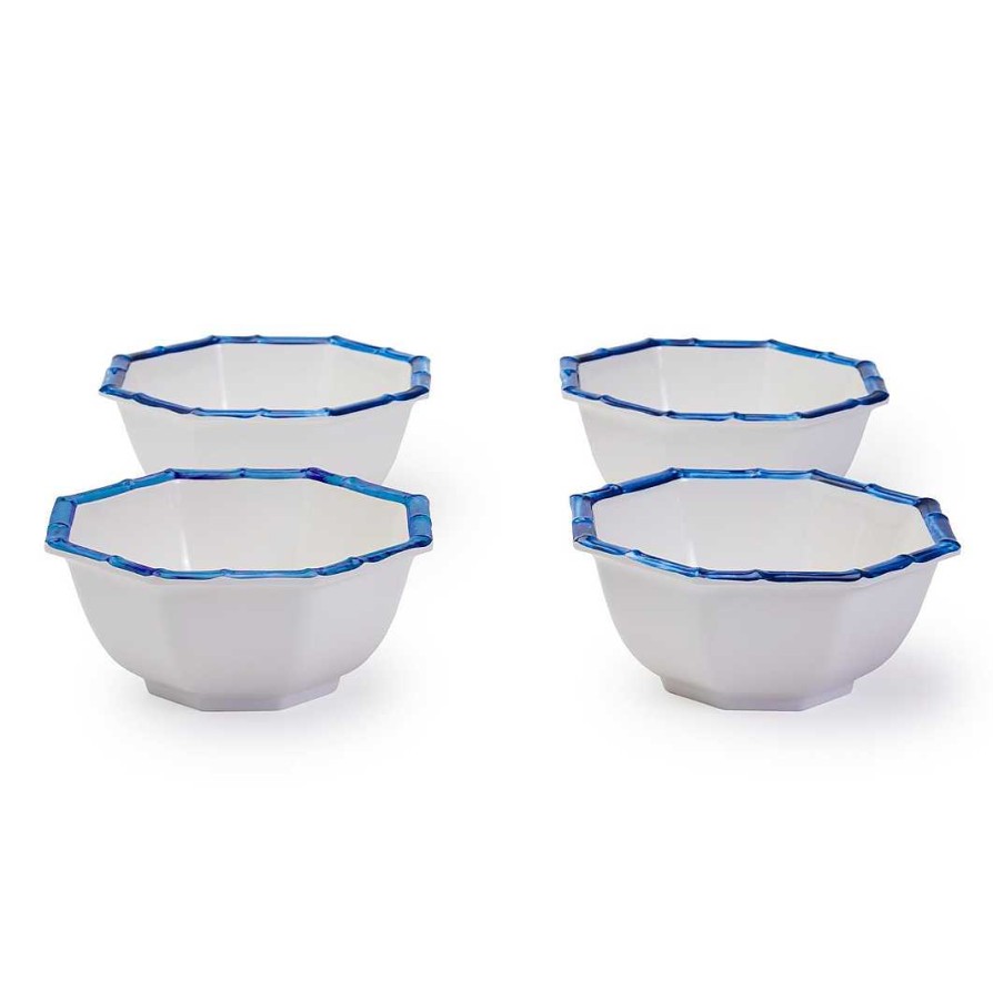 Home Decor Two's Company | Blue Bamboo Touch Dinner Bowl Set