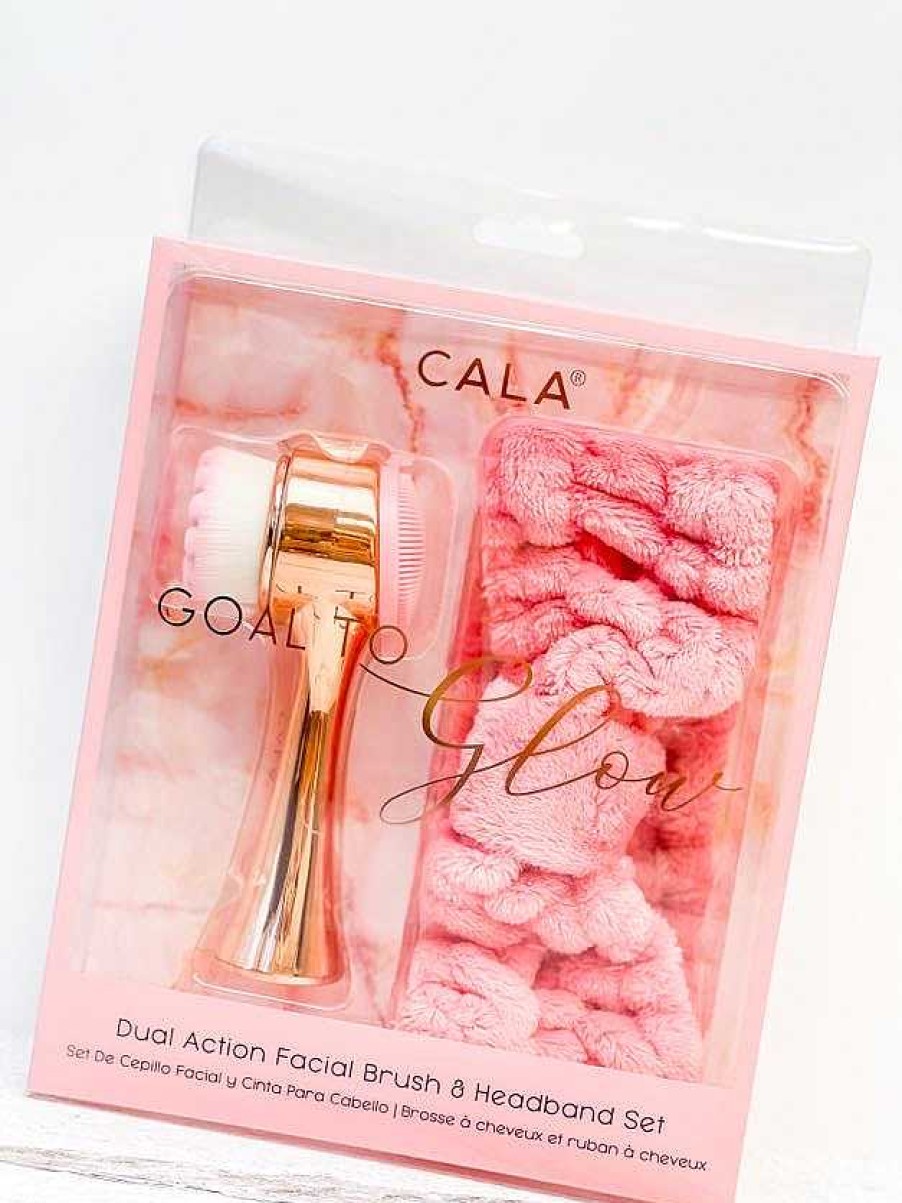 Accessories Prep Obsessed CALA Headbands | Dual Action Face Brush & Headband Set - Pink