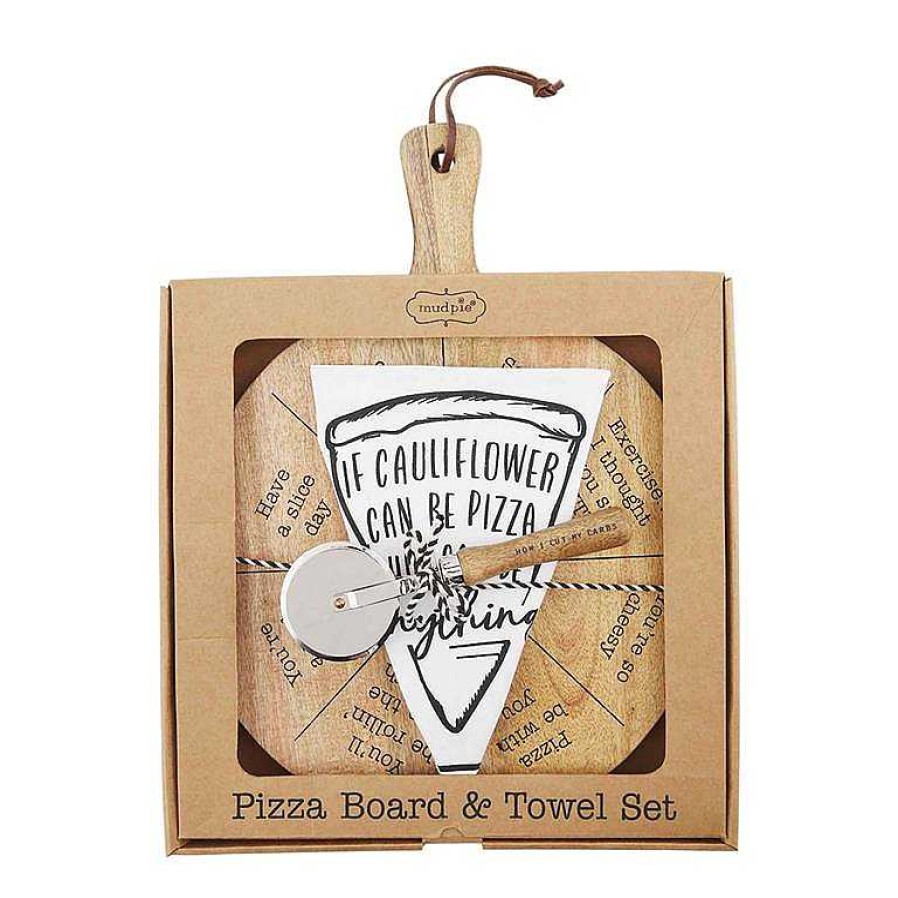 Home Decor Mud Pie | Pizza Board Set By Mud Pie