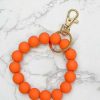 Accessories Prep Obsessed TL Wristlets & Clutches | Stretch Wood Bead Wristlet Keychain - Orange