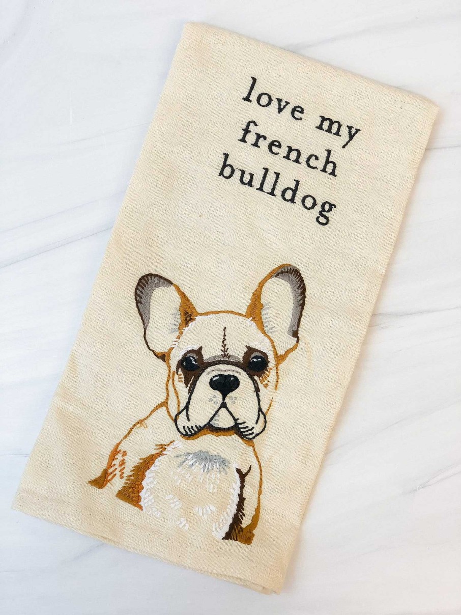 Home Decor Primitives By Kathy | Love My French Bulldog' Dish Towel