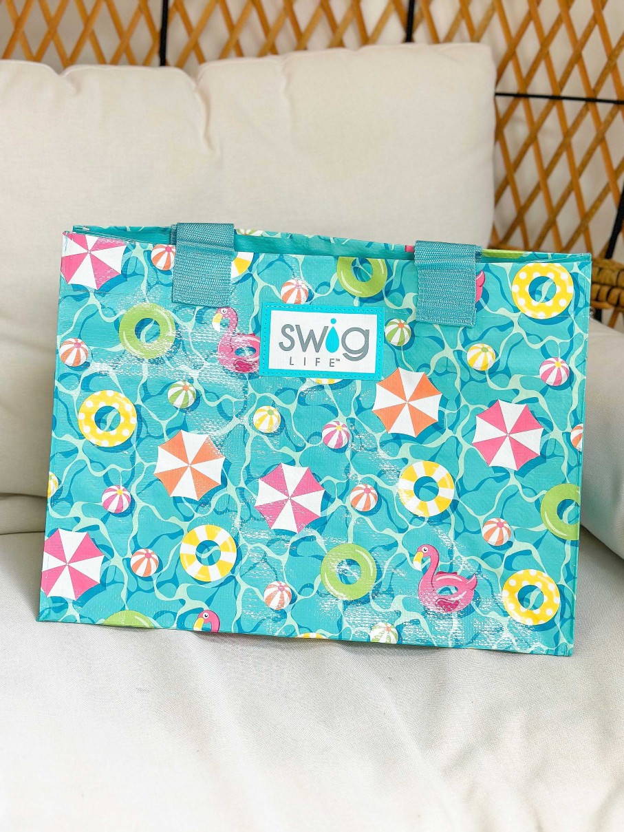 Accessories Swig Tote Bags | Lazy River Laminated Tote Bag By Swig