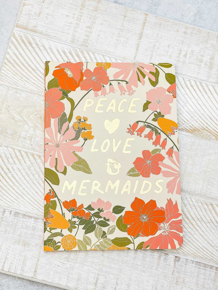 Home Decor Spartina | Peace Love Mermaids Ruled Notebook By Spartina