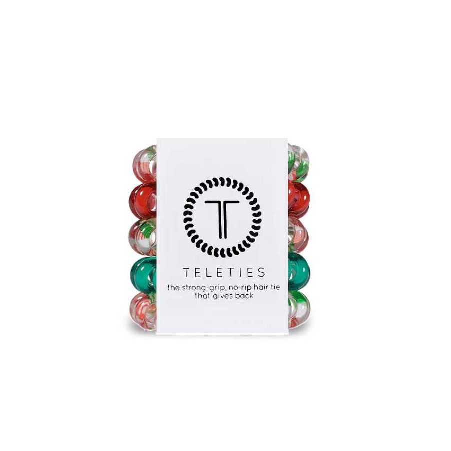 Accessories Teleties Hair Ties & Clips | Teleties Hair Tie - Tiny Band Pack Of 5 - Holiday Hoopla