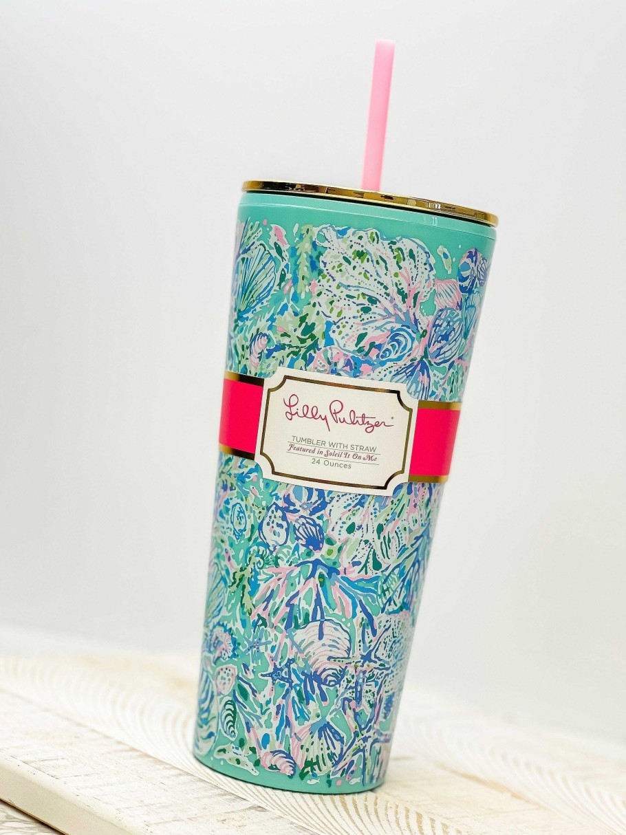 Home Decor Lifeguard Press | Tumbler With Straw By Lilly Pulitzer - Soleil It On Me