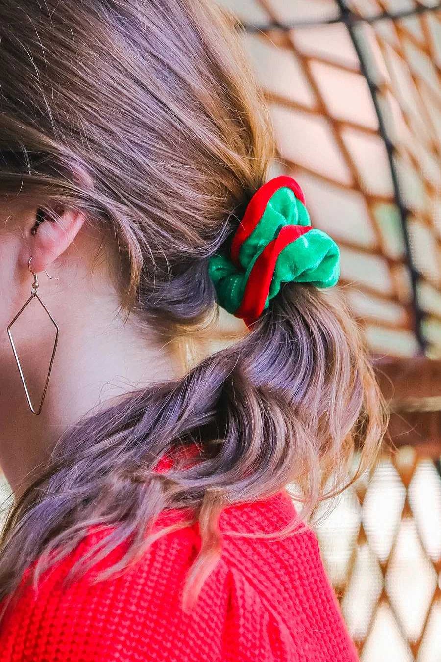 Accessories Jess Lea Hair Ties & Clips | Velvet Christmas Scrunchie - 2 Options Available