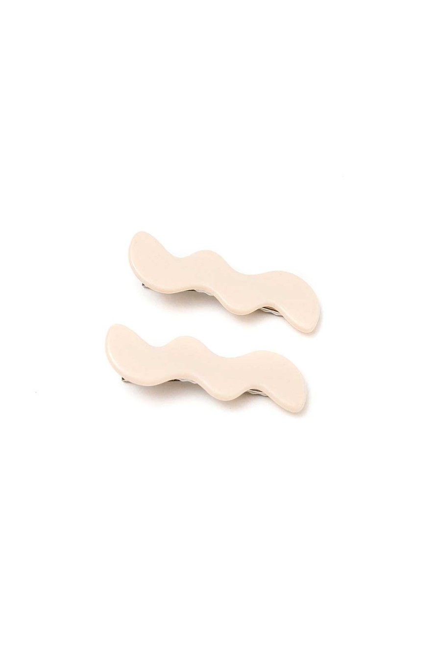 Accessories Ave Shops Hair Ties & Clips | Wavy Clip Set In Cream (Ships In 1-2 Weeks)