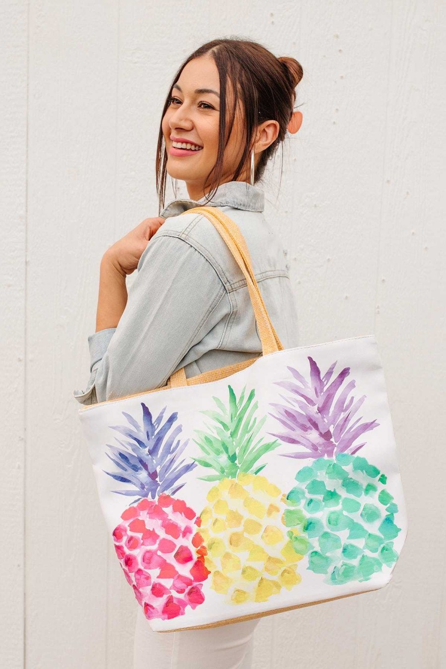 Accessories Ave Shops Tote Bags | Tropical Pineapple Tote