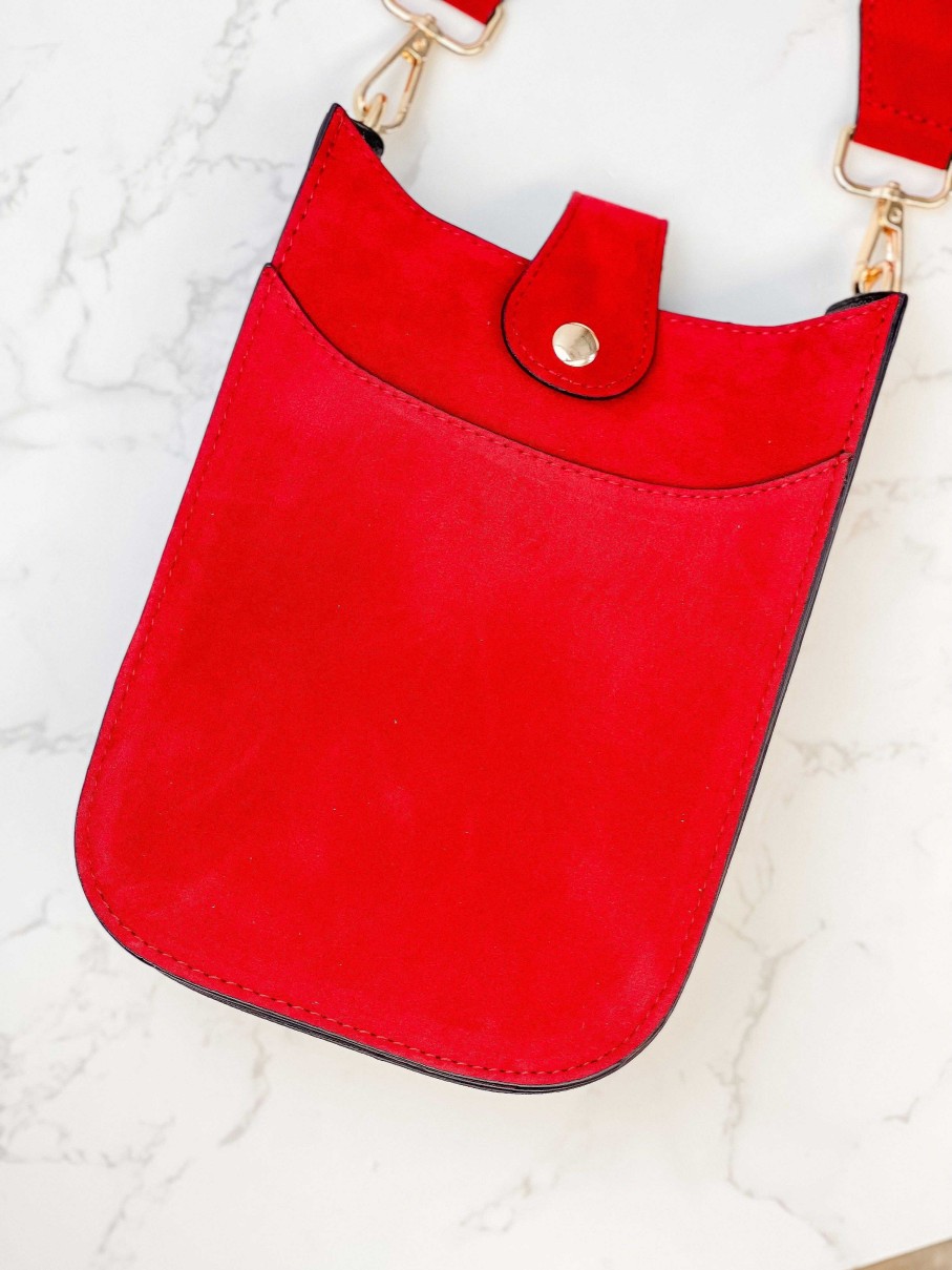 Accessories Prep Obsessed UNNI Crossbody Bags | Mini Crushed Velvet Crossbody Bag - Red