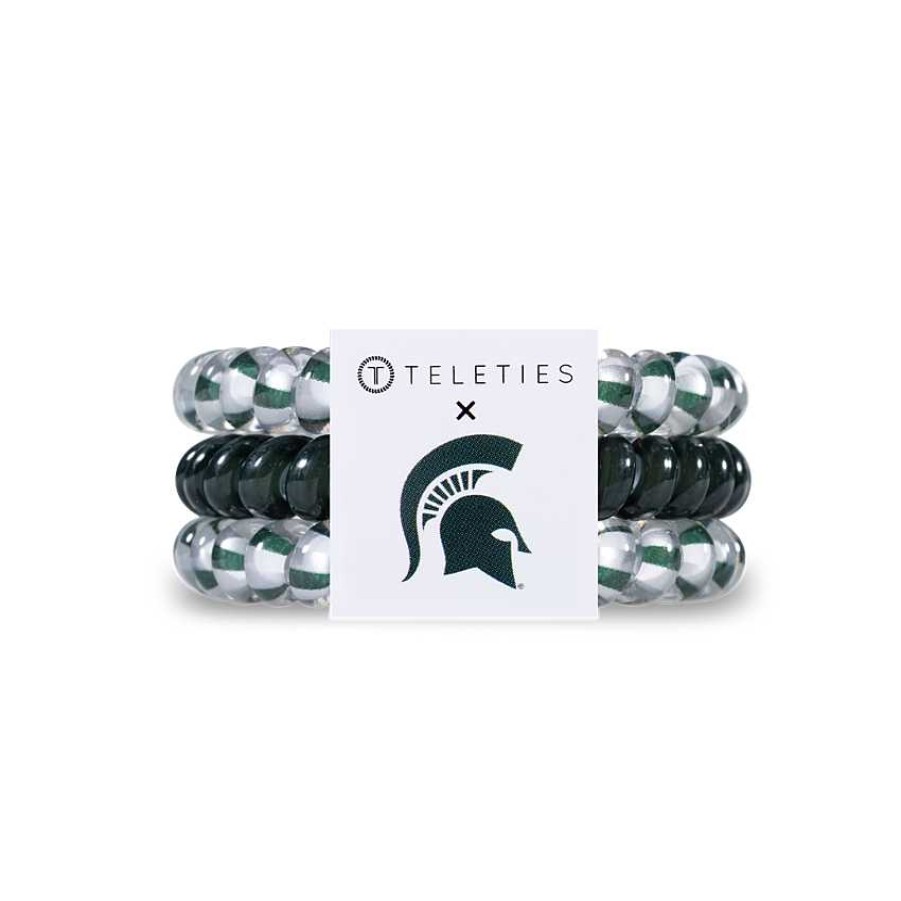 Accessories Teleties Hair Ties & Clips | Teleties Hair Tie - Small Band Pack Of 3 - Michigan State University