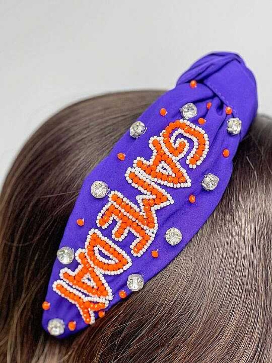 Accessories Prep Obsessed TL Headbands | Game Day' Embellished Headbands - Purple & Orange